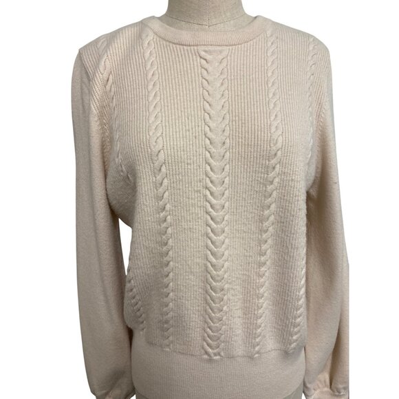 Philosophy Republic Clothing Women's Cable Knit Sweater Beige Elegant Design - Picture 5 of 11